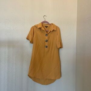Mustard Button-Up Mini Dress